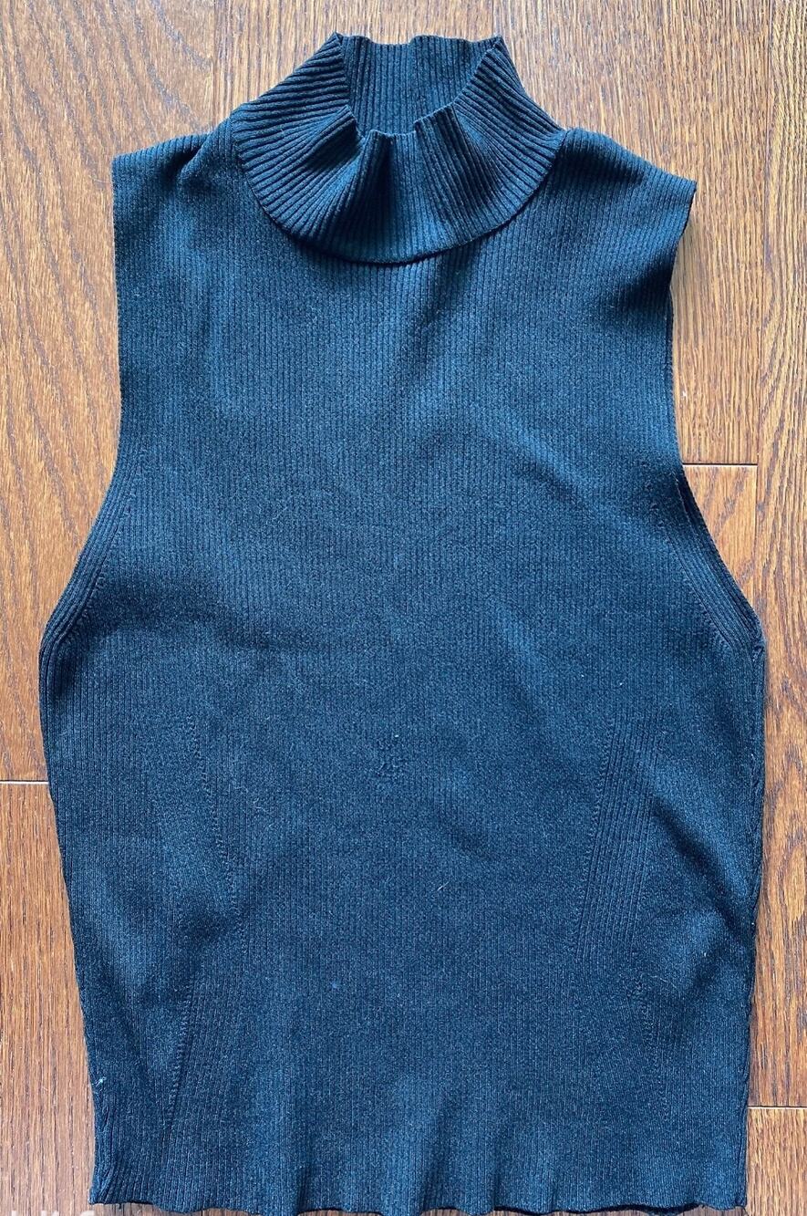 Zara Women's High Collar Sleeveless High Neck Sweater Top, Size M, Black